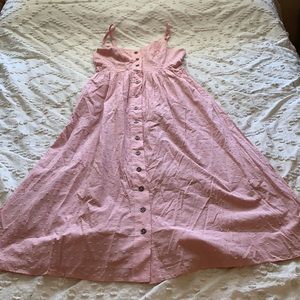 Rose pink ModCloth Swiss dot dress